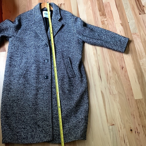 ZARA OVERSIZED COAT, BLACK/WHITE, Large - Picture 9 of 15